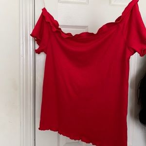 Red crop top with ruffled edges